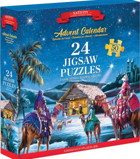 EUROGRAPHICS Puzzle Adventní kalendář: Narození Ježíška 24x50 dílků
