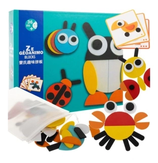 KRUZZEL DŘEVĚNÉ PUZZLE GEOMETRICKÉ TVARY