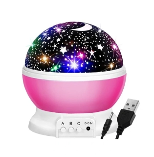 IZOXIS USB LAMPA - PROJEKTOR NOČNÍ OBLOHY RŮŽOVÝ