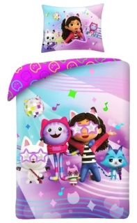 Bavlněné povlečení 140x200 + 70x90 cm - Gabby's Dollhouse "Party Cats"