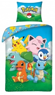 Bavlněné povlečení 140x200 + 70x90 cm - Pokémon louka