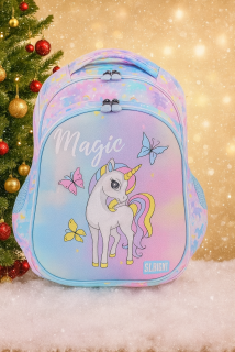ŠKOLNÍ BATOH TŘÍDY I-IV, 2 PŘIHRÁDKY, MAJEWSKI, ST.RIGHT, MAGIC UNICORN 2024, HB-01