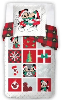 Vánoční povlečení Minnie a Mickey Šťastné a Veselé