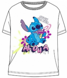 DÍVČÍ TRIČKO LILO A STITCH ALOHA bílé