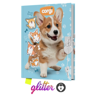 Památník JUNIOR 14x18 cm, 80 list. čistý se zámkem - Corgi