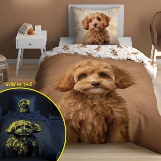 Povlečení Štěně Maltipoo svítící 140/200, 70/80