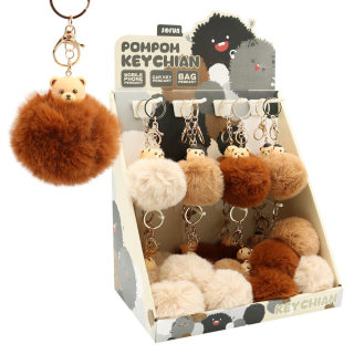 Klíčenka / Přívěsek PomPom (mix hnědých barev)