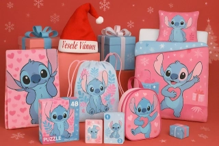 ZVÝHODNĚNÁ SADA LILO A STITCH 9 kusů +DÁREK VÁNOČNÍ ČEPICE ZDARMA