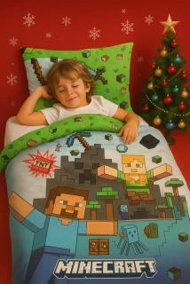 Bavlněné povlečení 140x200 + 70x90 cm - Minecraft "Explosion"