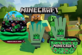 SADA MINECRAFT 3 KS NÁKRČNÍK,RUKAVICE,LEDVINKA