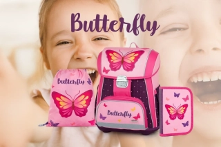 Školní set 3ks PREMIUM Motýl růžový