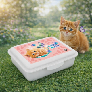 Box na svačinu s přihrádkou Kočka