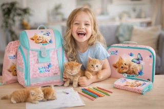 OXYBAG ŠKOLNÍ SET 4KS PREMIUM LIGHT Kočka-aktovka,sáček,penál,kufřík