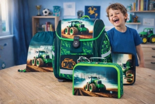 OXYBAG ŠKOLNÍ SET 4KS PREMIUM LIGHT traktor,AKTOVKA,SÁČEK,PENÁL,KUFŘÍK