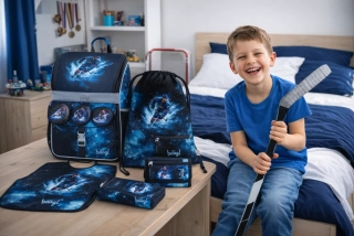 BAAGL SET 5 Zippy Hokej: aktovka, penál, sáček, zástěra, peněženka