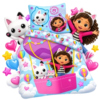 Povlečení Gabbys Dollhouse Balloon 140x200, 70x90 cm