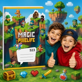 ŠKOLNÍ SEŠIT A5,20 LISTOVÝ- LINKOVANÝ 523 PIXELIFE