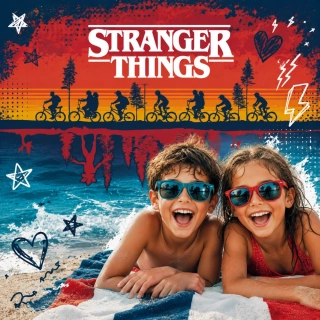 Bavlněná froté osuška 70x140 cm - Stranger Things "Upside Down"