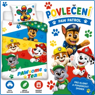 Bavlněné povlečení 140x200 + 70x90 cm - Tlapková Patrola ''Paw Team''