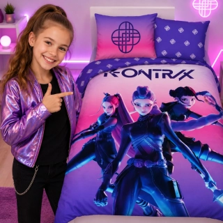 HALANTEX Bavlněné povlečení 140x200 + 70x90 cm - K-Pop Demon Hunters "Pink Power"