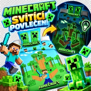 Povlečení Minecraft Jungle Fight svítící efekt 140x200, 70x90 cm