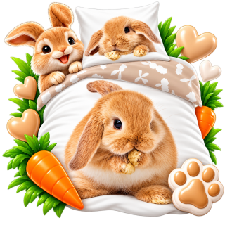 JERRY FABRICS Povlečení fototisk Bunny brown 140x200, 70x90 cm