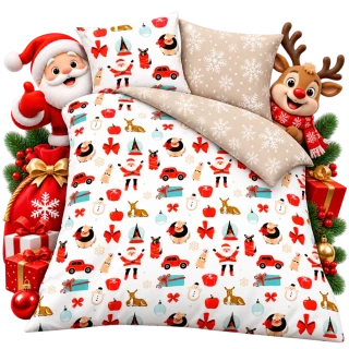 Vánoční povlečení Holly Jolly růžovo-béžové – 140 × 200 cm