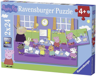 RAVENSBURGER Puzzle Prasátko Peppa ve škole 2x24 dílků