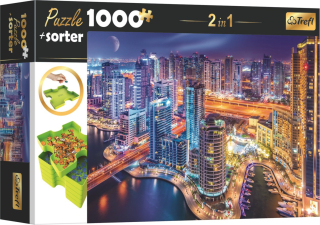 TREFL Puzzle s třídičem 2v1 Noční Dubaj 1000 dílků