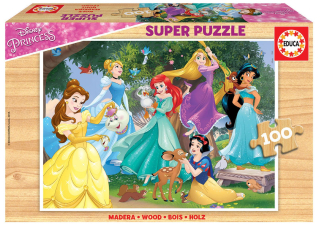 EDUCA Dřevěné puzzle Disney Princezny 100 dílků