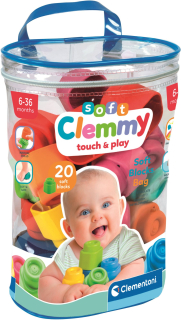 CLEMENTONI Soft Clemmy Sada 20 měkkých kostek v plastové tašce