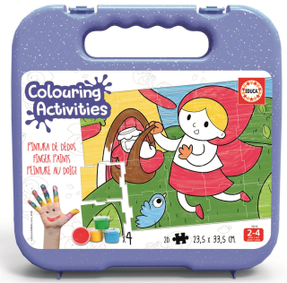 EDUCA Vybarvovací puzzle Červená Karkulka 20 dílků s barvami