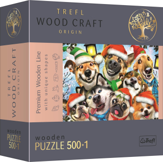 TREFL Wood Craft Origin puzzle Vánoční psi 501 dílků