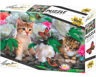 PRIME 3D Puzzle Koťata mezi pivoňkami 1000 dílků