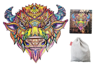Dřevěné puzzle Bizon XL 137 dílků v dárkové krabičce