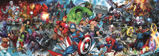 TREFL Panoramatické puzzle Svět Marvelu 1000 dílků