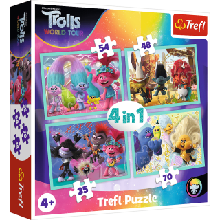 TREFL Puzzle Trollové 2: Světové turné 4v1 (35,48,54,70 dílků)