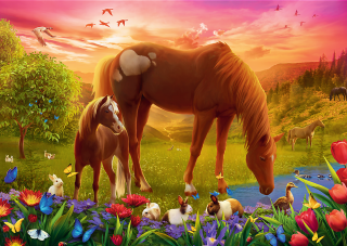 TREFL Puzzle Koně na louce 500 dílků