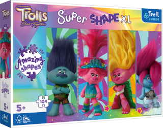 TREFL Puzzle Super Shape XL Trollové 3: Trollí hrátky 104 dílků