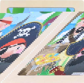Dřevěné puzzle Pirátský podklad 9 dílků