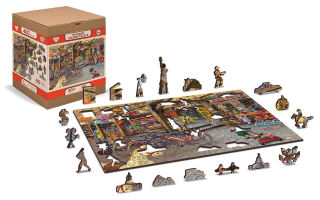 WOODEN CITY Dřevěné puzzle V hračkářství 2v1, 400 dílků EKO