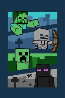 JERRY FABRICS Fleece deka Minecraft Mobs and Shadows 100/150