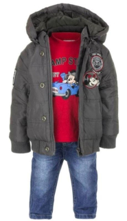 KOMPLET BUNDA, TRIKO A DŽÍNY MICKEY baby, 6 m.