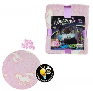 SVÍTÍCÍ FLÍSOVÁ DEKA  UNICORN, uni