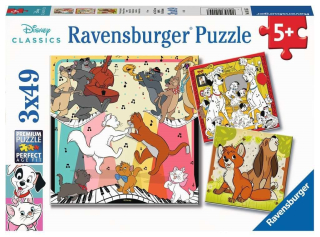 RAVENSBURGER Puzzle Disney Classics: Zvířátka v dobré náladě 3x49 dílků