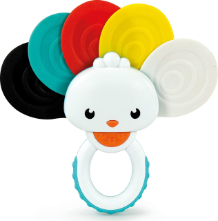 CLEMENTONI BABY Chrastítko a kousátko Duhový páv 2v1