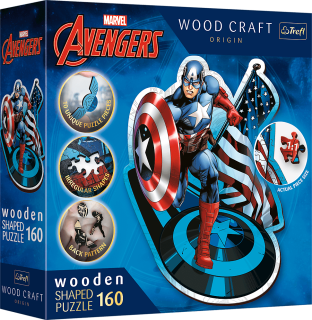 TREFL Wood Craft Origin puzzle Neohrožený Kapitán Amerika 160 dílků