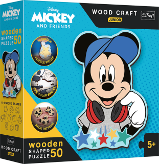 TREFL Wood Craft Junior puzzle Ve světě Mickeho Mouse 50 dílků