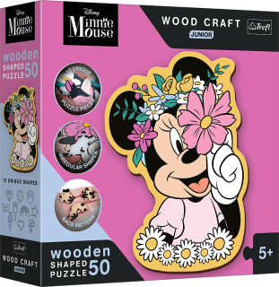 TREFL Wood Craft Junior puzzle Ve světě Minnie Mouse 50 dílků