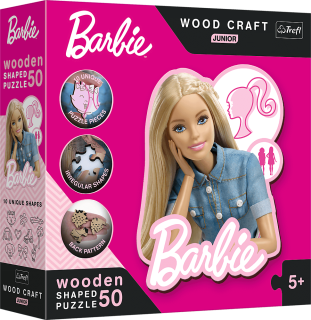 TREFL Wood Craft Junior puzzle Krásná Barbie 50 dílků